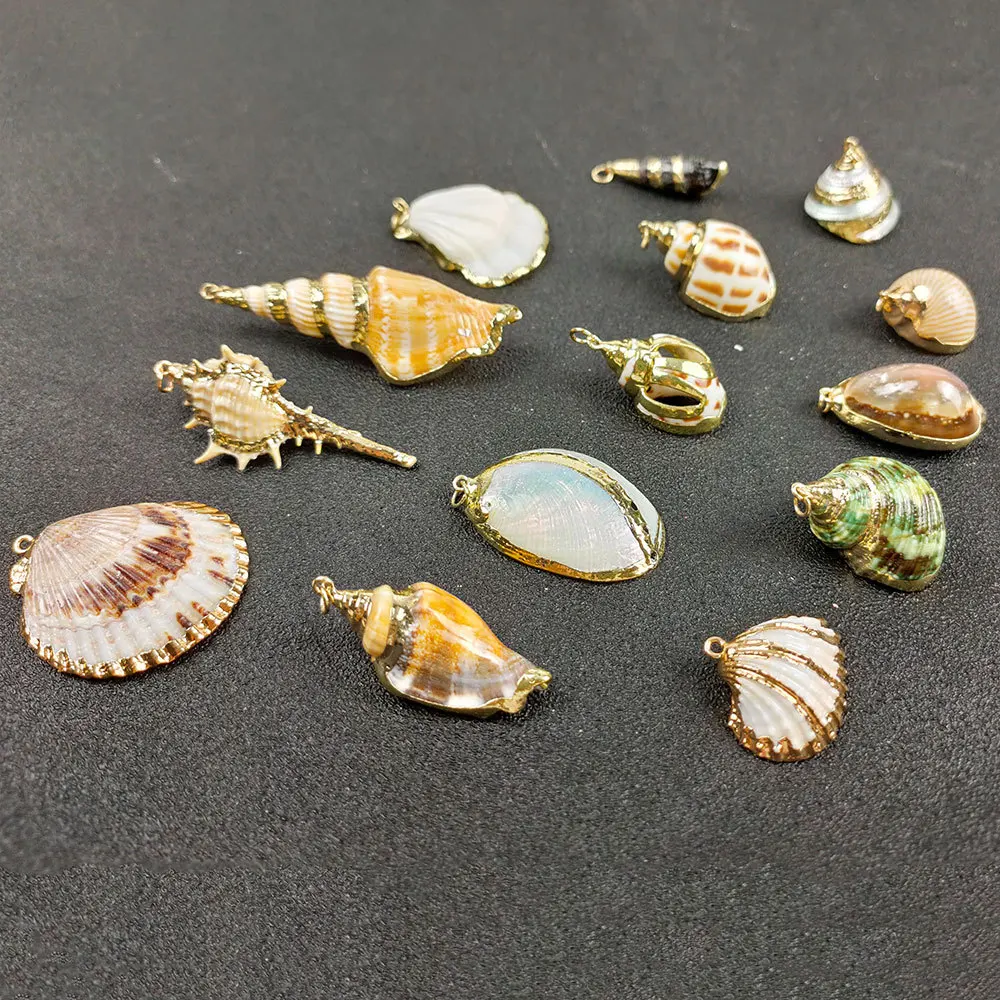 18 Styles Natural Shell Pendants New Bohemian Beach Style Gilded Pendant with Various Irregular Shape Conch Necklaces Pendants
18 Styles Natural Shell Pendants New Bohemian Beach Style Gilded Pendant with Various Irregular Shape Conch Necklaces Pendants