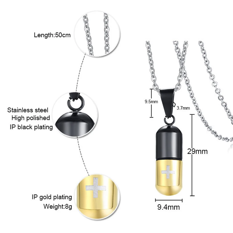 Hollow Pill Necklace for Men Women,Cross Engraved,Cremation Urn Pendant,Perfume Holder,Ashes Vial Keepsake Memorial Jewelry
Hollow Pill Necklace for Men Women,Cross Engraved,Cremation Urn Pendant,Perfume Holder,Ashes Vial Keepsake Memorial Jewelry