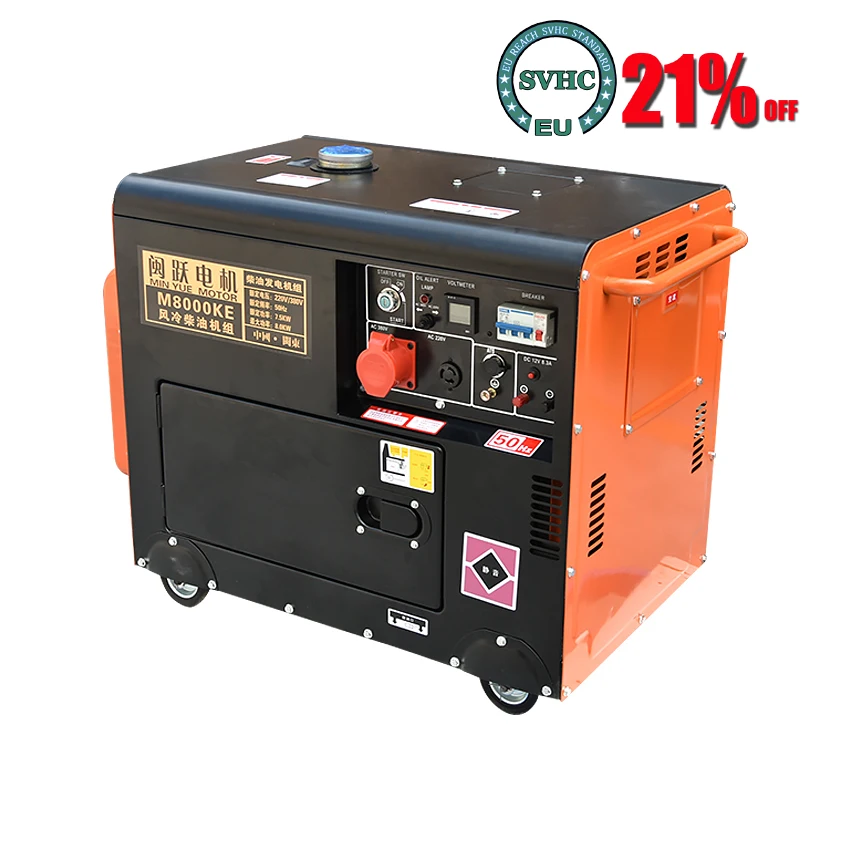 M8000KE небольшой немой цифровой дисплей дизельный генератор набор 8000 Вт однофазный/трехфазный 220В/380В, 50Гц, 420CC, 16Л, около 55-65дб (A)7 м
M8000KE небольшой немой цифровой дисплей дизельный генератор набор 8000 Вт однофазный/трехфазный 220В/380В, 50Гц, 420CC, 16Л, около 55-65дб (A)7 м