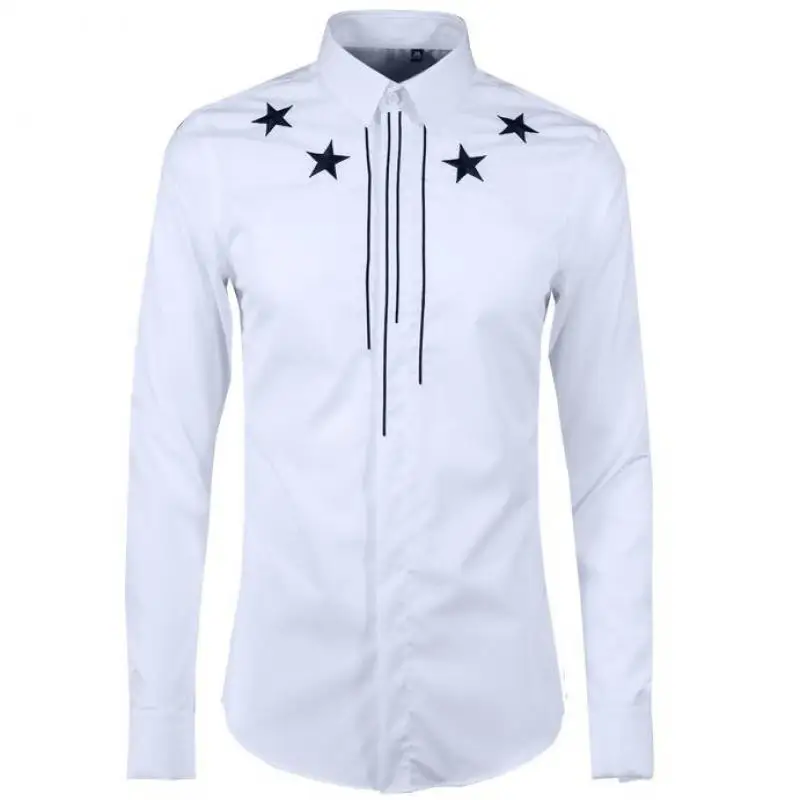 100% Cotton Shirt Men Fashion New Pentagram And Vertical Line Long Sleeve Man Shirts White Black Slim Fit Casual Shirt
100% Cotton Shirt Men Fashion New Pentagram And Vertical Line Long Sleeve Man Shirts White Black Slim Fit Casual Shirt