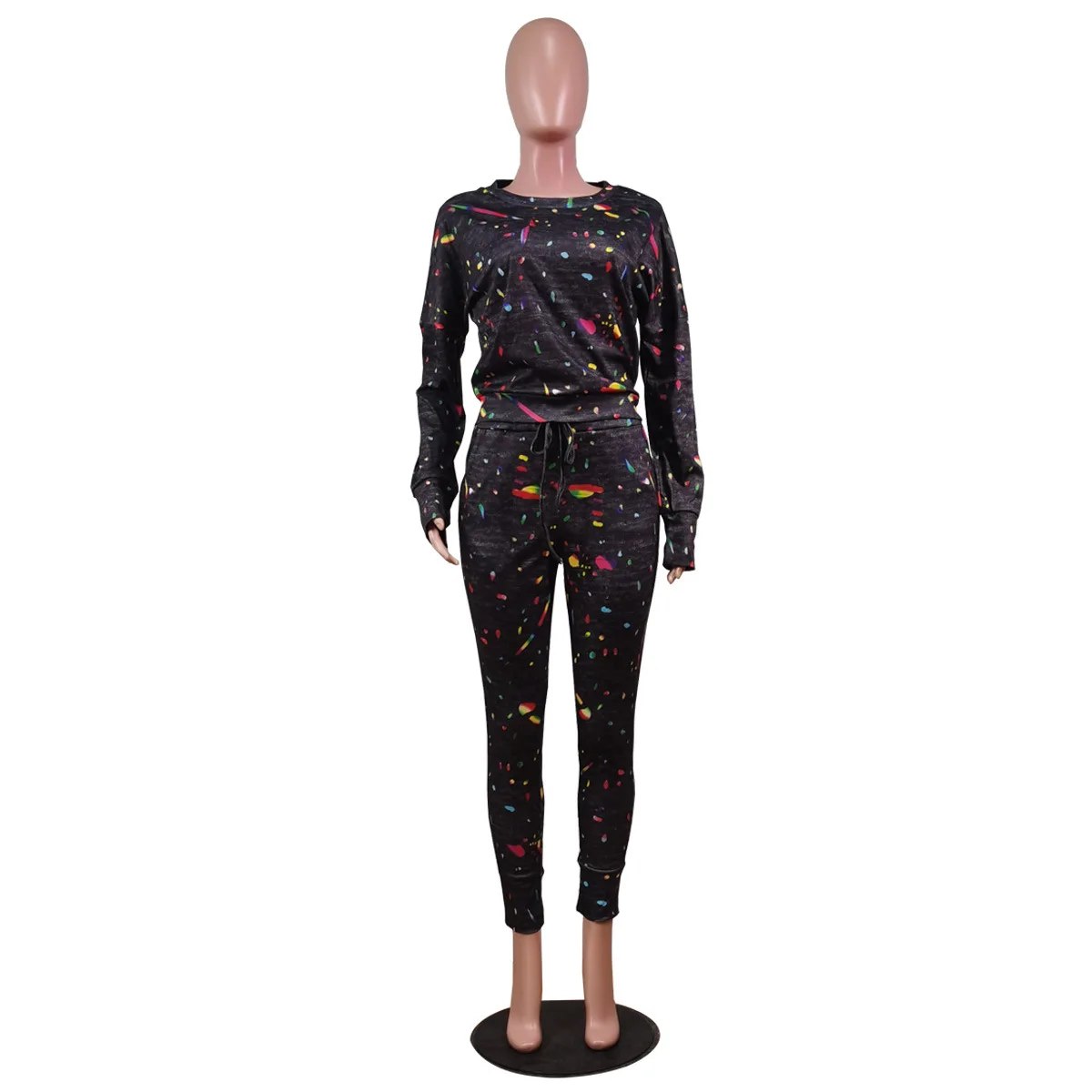 Women Printed Two Pieces Set Long Sleeves Casual Fashion O Neck Tops Skinny Pants Elastic Waist Spring Female New Suits Ladies
Women Printed Two Pieces Set Long Sleeves Casual Fashion O Neck Tops Skinny Pants Elastic Waist Spring Female New Suits Ladies