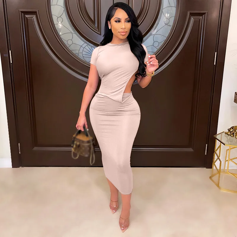 Casual Simple Solid Backless Long Party Dress Women Short Sleeve Body-shaping Skinny Dresses Elegant Female Clubwear Slim Robe
Casual Simple Solid Backless Long Party Dress Women Short Sleeve Body-shaping Skinny Dresses Elegant Female Clubwear Slim Robe