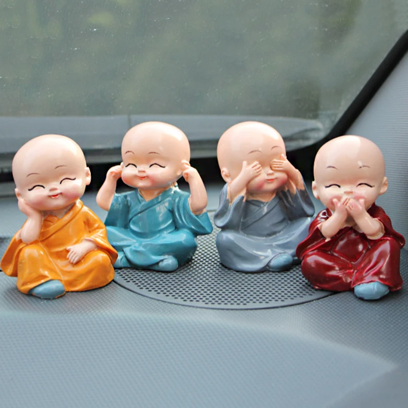 Фото 4 шт. автомобильный орнамент милый KongFu монах интерьерный дисплей украшение(Aliexpress на русском)