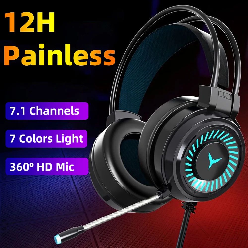 Gaming Headsets Gamer Headphones 7.1 Surround Sound Stereo Wired Earphones USB Microphone Colourful Light PC Laptop Game Headset
Gaming Headsets Gamer Headphones 7.1 Surround Sound Stereo Wired Earphones USB Microphone Colourful Light PC Laptop Game Headset