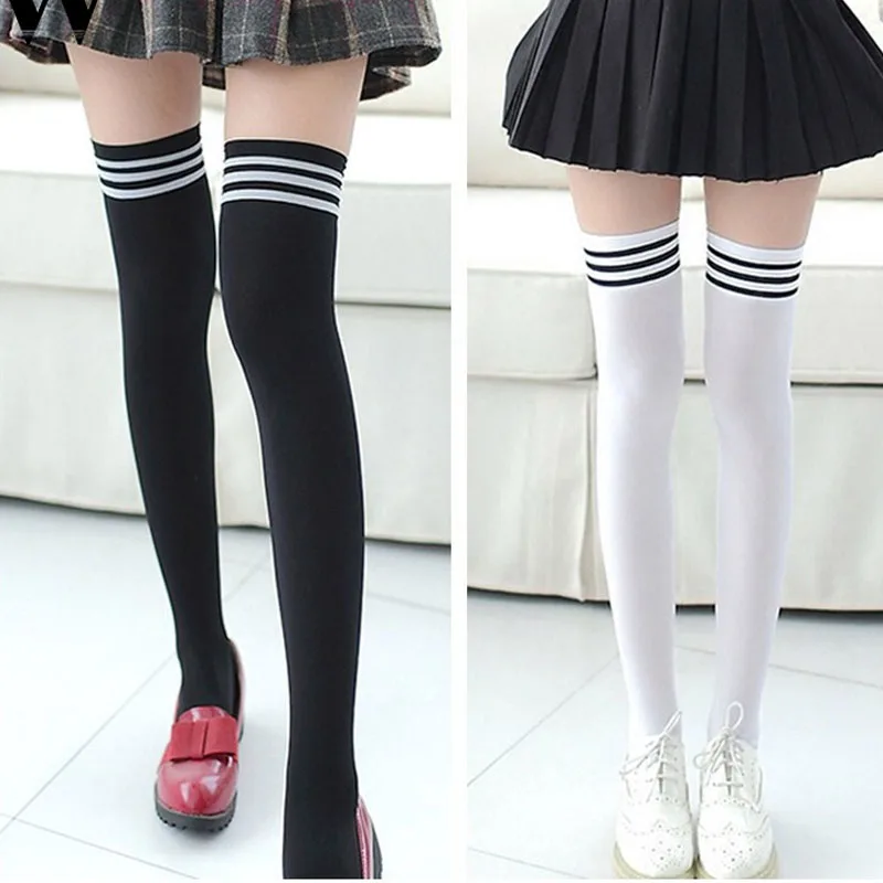 Fashion Women's Striped Sailor Socks Japanese Style Student Girls Casual Cotton Thigh High Over Knee Acrylic High Socks 
Fashion Women's Striped Sailor Socks Japanese Style Student Girls Casual Cotton Thigh High Over Knee Acrylic High Socks