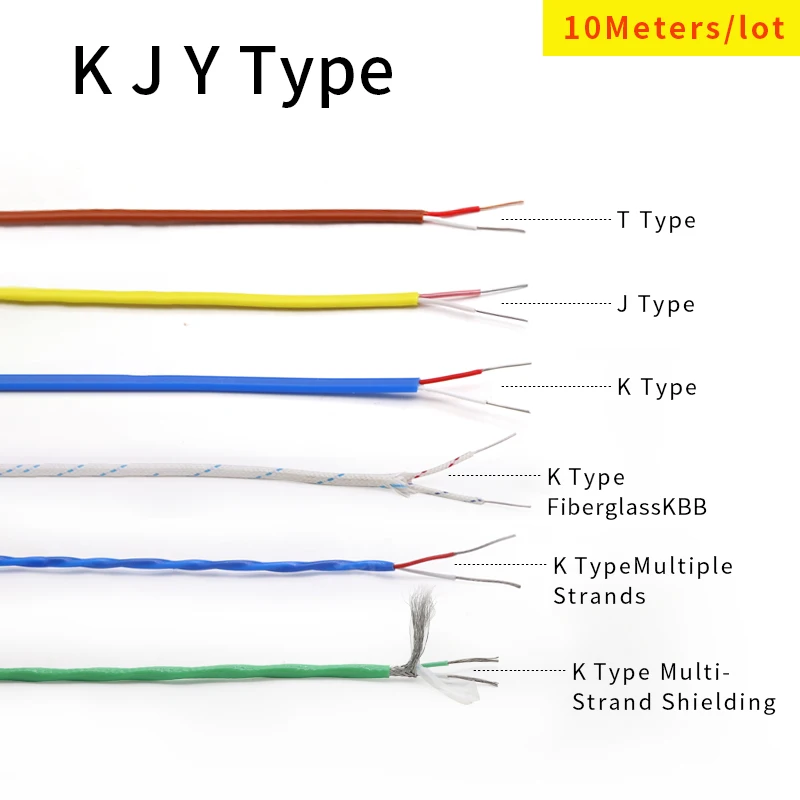10M K J T Type Thermocouple Wire 2 Cores PTFE Insulator Shielded Line Glass Fiber High Temperature Measuring Compensation Cable
10M K J T Type Thermocouple Wire 2 Cores PTFE Insulator Shielded Line Glass Fiber High Temperature Measuring Compensation Cable