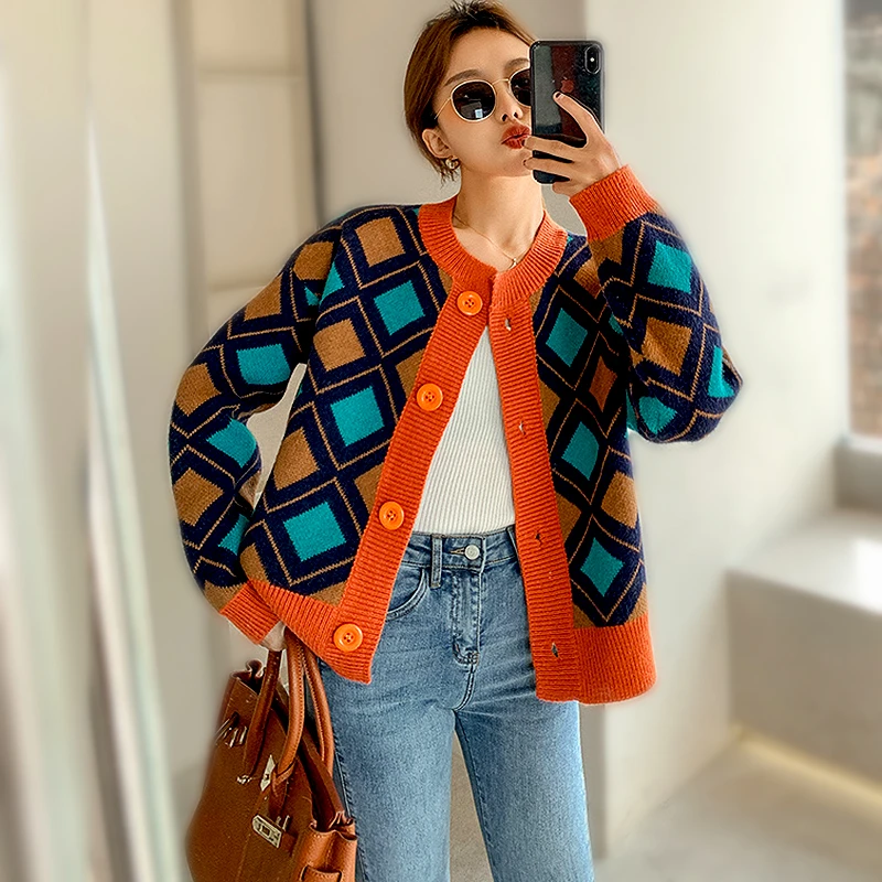 New Autumn Winter Ladies Sweater Cardigan For Women Long Sleeve Women's Sweater Geometric Pattern Loose Women's Sweaters SL197
New Autumn Winter Ladies Sweater Cardigan For Women Long Sleeve Women's Sweater Geometric Pattern Loose Women's Sweaters SL197