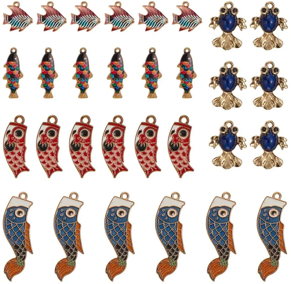 1 box of 30 pieces of 5 marine fish enamel pendant pendants DIY jewelry making necklace earrings bracelet decoration crafts
1 box of 30 pieces of 5 marine fish enamel pendant pendants DIY jewelry making necklace earrings bracelet decoration crafts