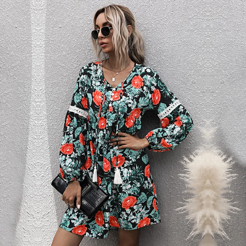 Summer Women Long Sleeve Floral Sexy Mini Dress High Waist V-neck Bohemian Ladies Casual Loose Beach Holiday Dress
Summer Women Long Sleeve Floral Sexy Mini Dress High Waist V-neck Bohemian Ladies Casual Loose Beach Holiday Dress