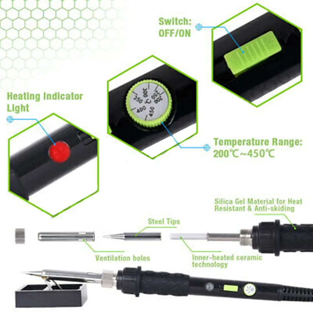 12 In 1 60W Adjustable Temperature Electric Soldering Iron Welding Tool Kit 220-450 EU PlugUS PlugUK PlugAU Plug
12 In 1 60W Adjustable Temperature Electric Soldering Iron Welding Tool Kit 220-450 EU PlugUS PlugUK PlugAU Plug