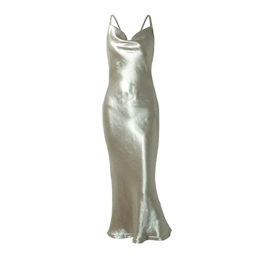 Female V-Neck Condole Belt Dress The Tail Backless Silks And Satins Sleeveless Long Skirt Pure Color Tall Waist Falbala Dress
Female V-Neck Condole Belt Dress The Tail Backless Silks And Satins Sleeveless Long Skirt Pure Color Tall Waist Falbala Dress