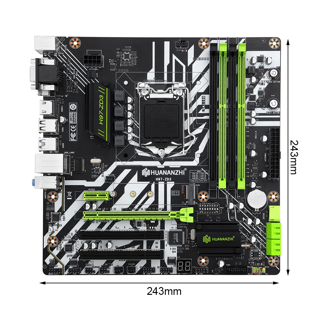 HUANANZHI H97-ZD3 Motherboard 4xDDR3 Memory M.2 NVME /NGFF Interface Support Intel 1150 Processors Desktop PC Motherboard
HUANANZHI H97-ZD3 Motherboard 4xDDR3 Memory M.2 NVME /NGFF Interface Support Intel 1150 Processors Desktop PC Motherboard