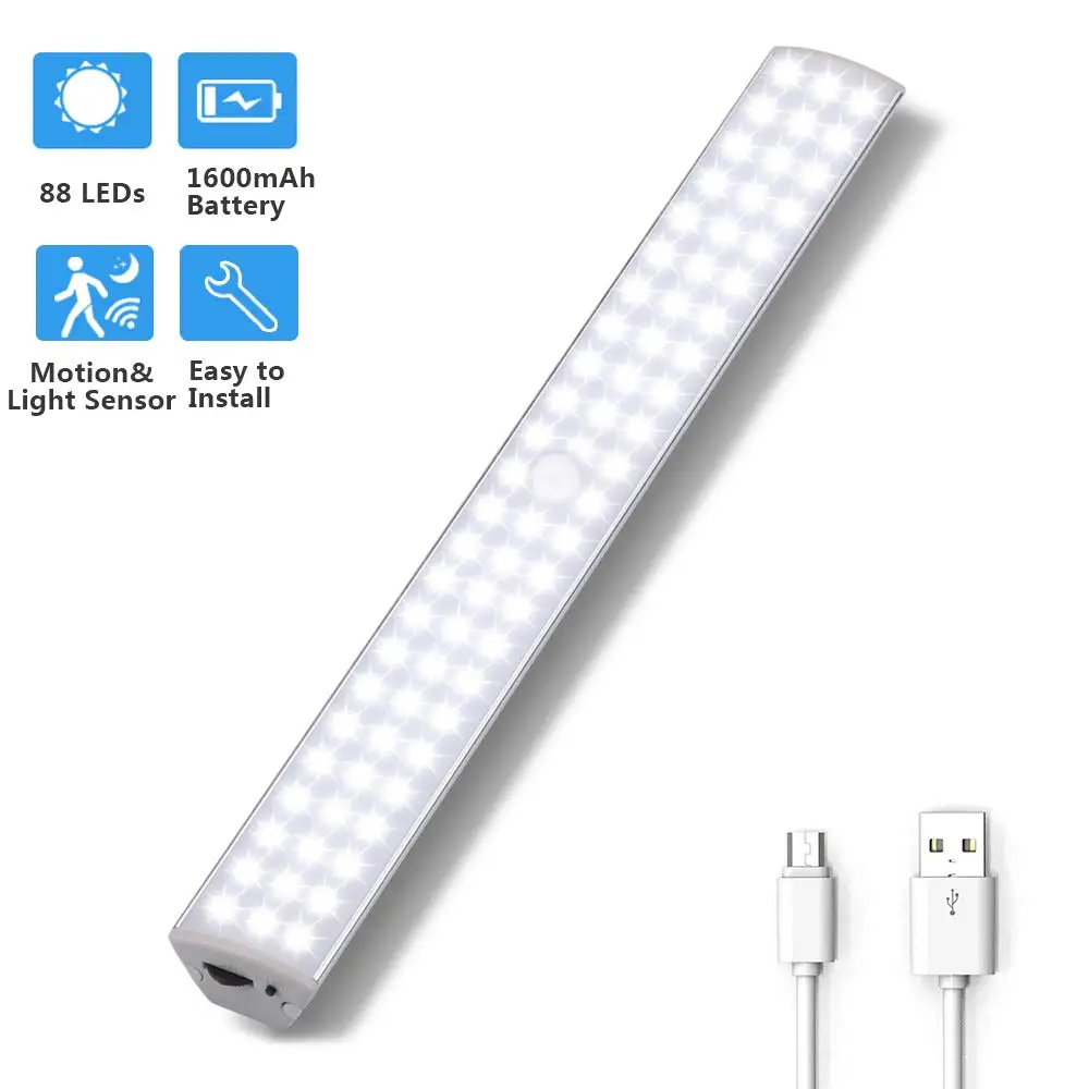 JXSFLYE LED лампы для кабинета USB Перезаряжаемые 88 светодиодный ночной Светильник s