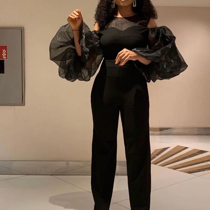 Elegant Ladies One-Piece Vacation Overall Female Bodysuit Black Patchwork Lantern Sleeves See Through Jumpsuits
Elegant Ladies One-Piece Vacation Overall Female Bodysuit Black Patchwork Lantern Sleeves See Through Jumpsuits
