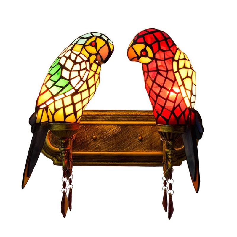 SGROW 2 Heads Tiffany Wall Lamp Indoor Lighting Fixtures Hand-made Glass Parrot Lampshade Lights for Bedroom Aisle Corridor
SGROW 2 Heads Tiffany Wall Lamp Indoor Lighting Fixtures Hand-made Glass Parrot Lampshade Lights for Bedroom Aisle Corridor