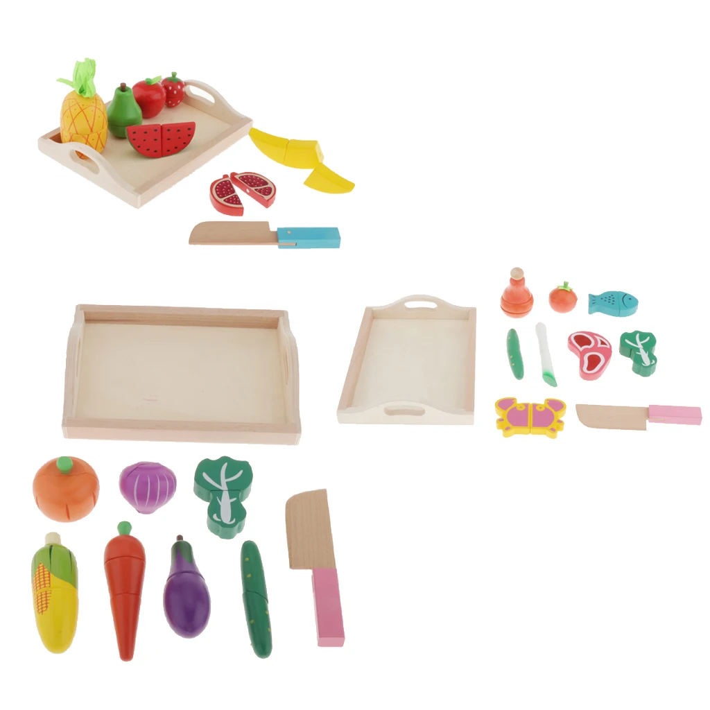 Деревянные игрушки для фруктов и овощей магнитная кухонная игрушка ролевой