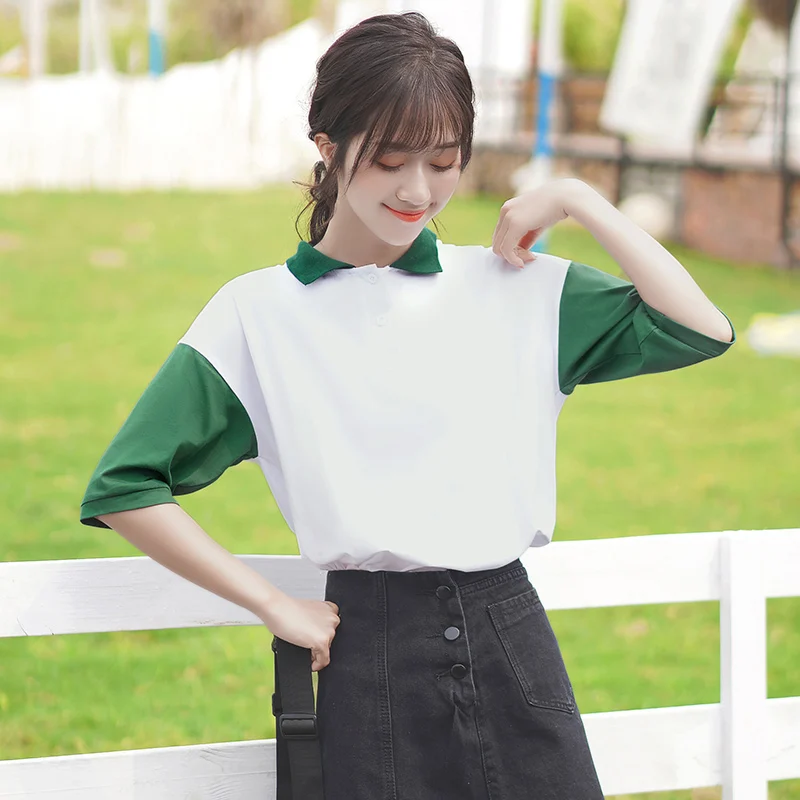 Polo Khaki Summer 2020 New Pure Cotton Women's T-shirt Short Sleeve Loose and Simple Contrast Color Polo Shirt Polo Collar Top
Polo Khaki Summer 2020 New Pure Cotton Women's T-shirt Short Sleeve Loose and Simple Contrast Color Polo Shirt Polo Collar Top