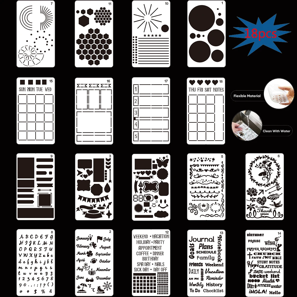 18pcs Diaryl Stencil Set Diy Drawing Templates Diary Decor Craft Scrapbook Wall Stencil Art Template
18pcs Diaryl Stencil Set Diy Drawing Templates Diary Decor Craft Scrapbook Wall Stencil Art Template