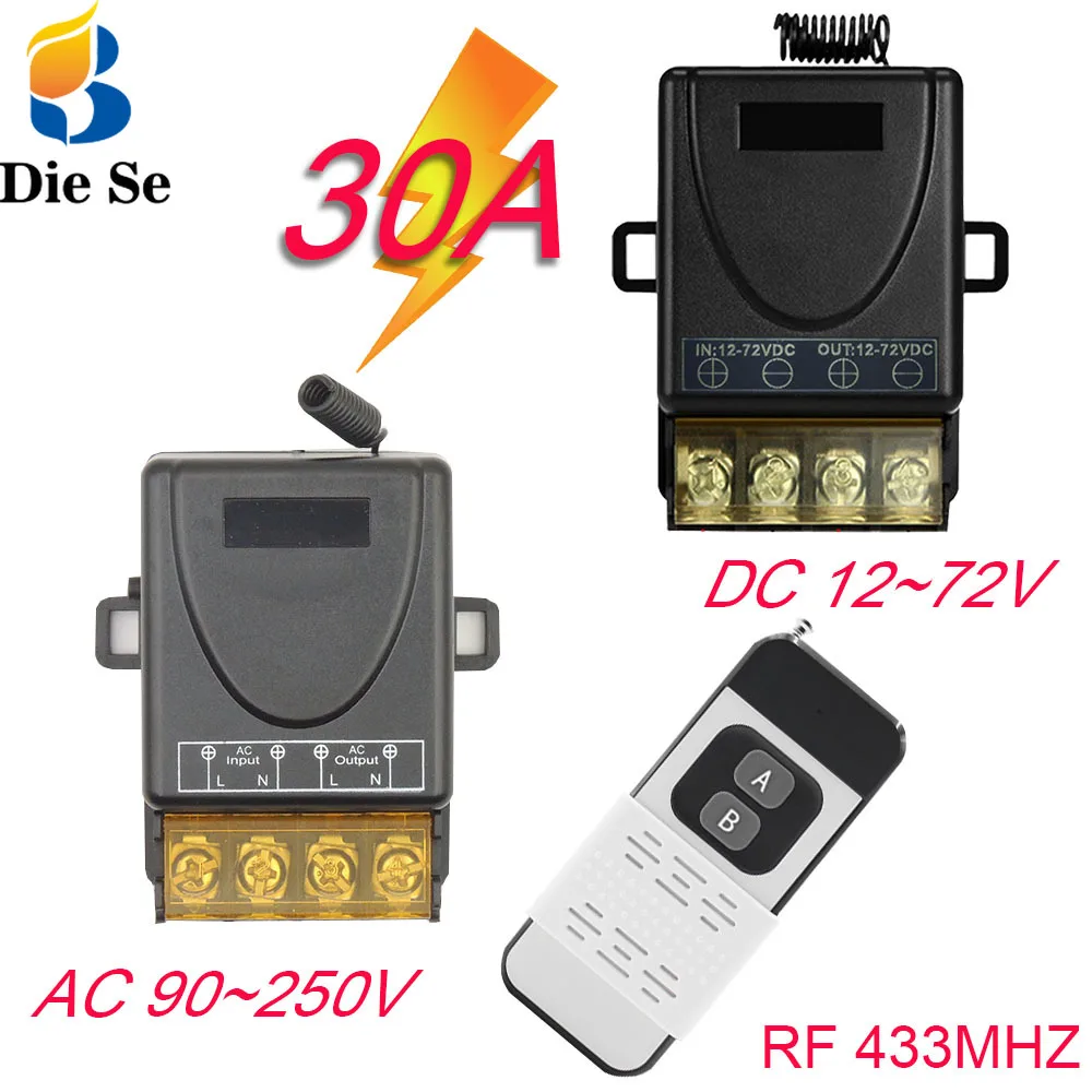 Smart Switch 30A 433mhz Rf AC or DC Relay Receiver with 500M Transmitter Wireless Remote Control Switch for Lamp/Water Pump/fan
Smart Switch 30A 433mhz Rf AC or DC Relay Receiver with 500M Transmitter Wireless Remote Control Switch for Lamp/Water Pump/fan