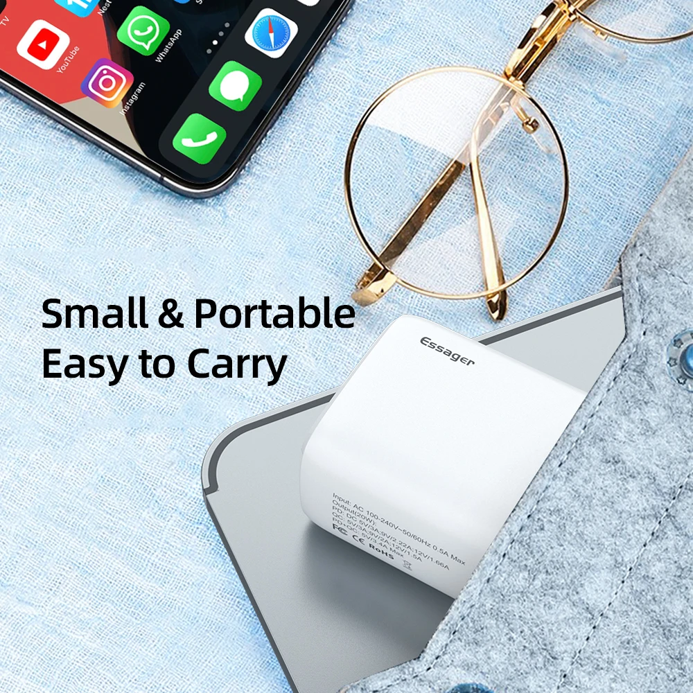 Essager 20W USB Charger For iPhone 12 mini Pro Max Quick Charge QC PD 3.0 Type C Mobile Phone Charger Fast Wall Charging Adapter
Essager 20W USB Charger For iPhone 12 mini Pro Max Quick Charge QC PD 3.0 Type C Mobile Phone Charger Fast Wall Charging Adapter
