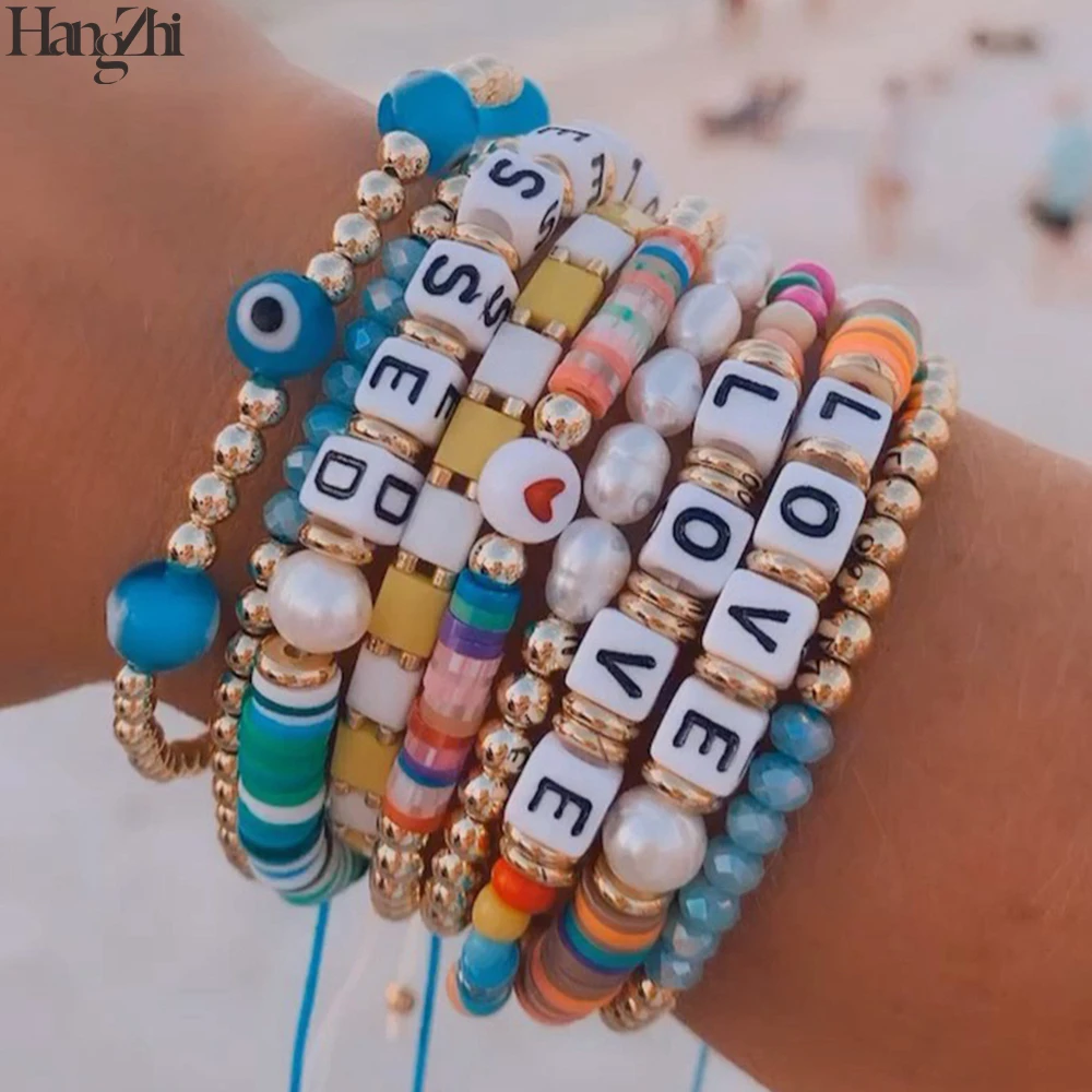 HangZhi 2021 New Bohemian Natural Freshwater Pearls Multilayer Handmade No Fading Soft Pottery Letter Bracelet for Women Jewelry
HangZhi 2021 New Bohemian Natural Freshwater Pearls Multilayer Handmade No Fading Soft Pottery Letter Bracelet for Women Jewelry