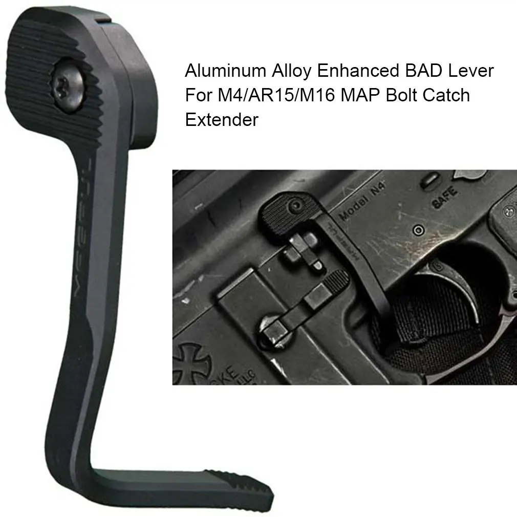 Aluminum Alloy Enhanced BAD Lever For M4/AR15/M16 MAP Bolt Catch Extender Release Lever Ambidextrous Mount-On Side Plate