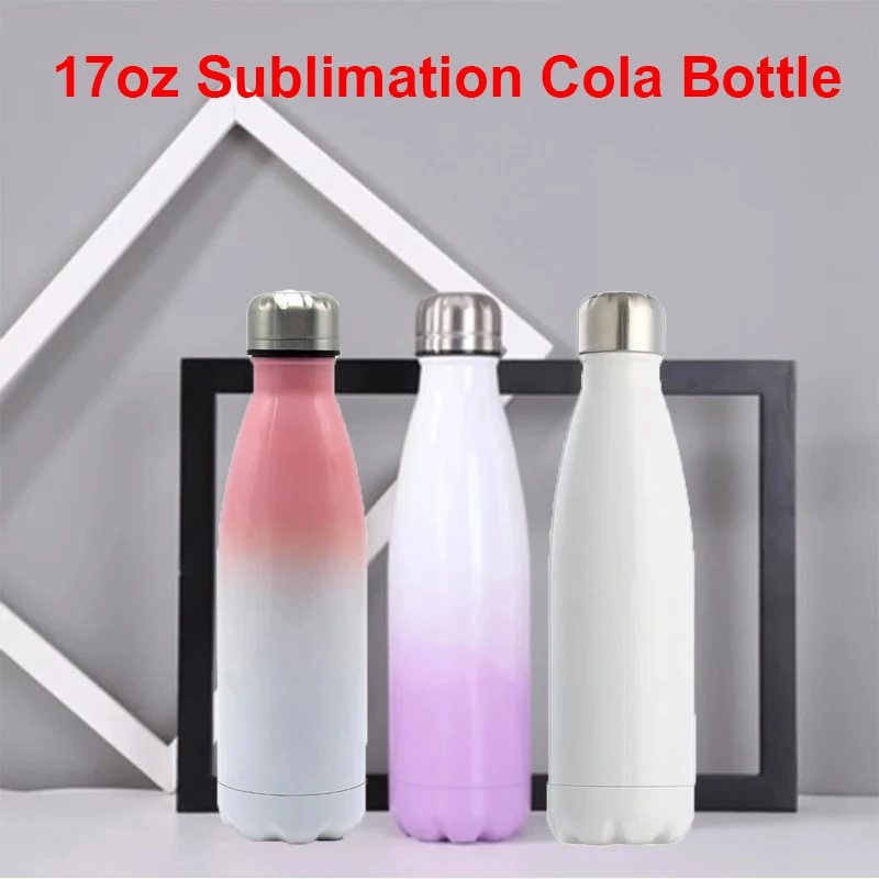 

17oz Sublimation Cola Bottle Gradual Change Water Bottles Stainless Steel Vacuum Insulated Tumbler Christmas Gifts