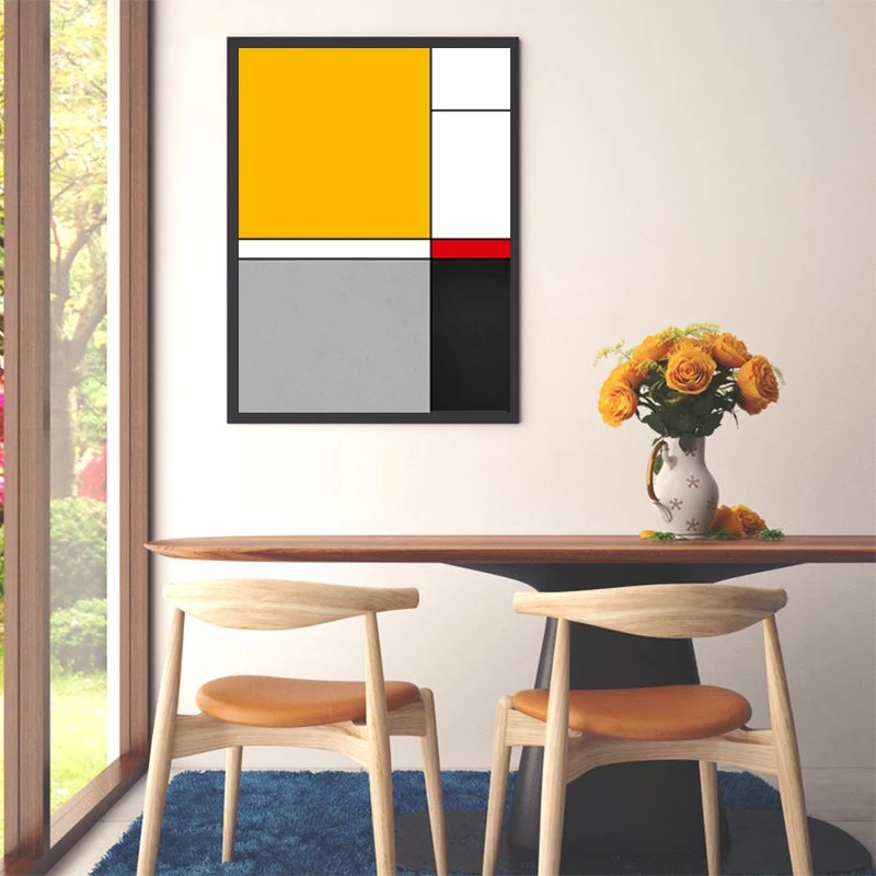 Piet Mondrian Art Prints Canvas Poster Yellow Black Abstract Geometric Painting Gallery Wall Picture Living Room Home Decor | Дом и сад