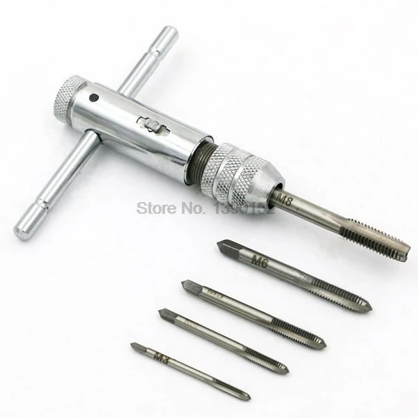 DHL 20set 5Pcs/set Adjustable M3-M8 T-Handle Ratchet Tap Wrench Machinist Tool Screw Thread Plug | Инструменты