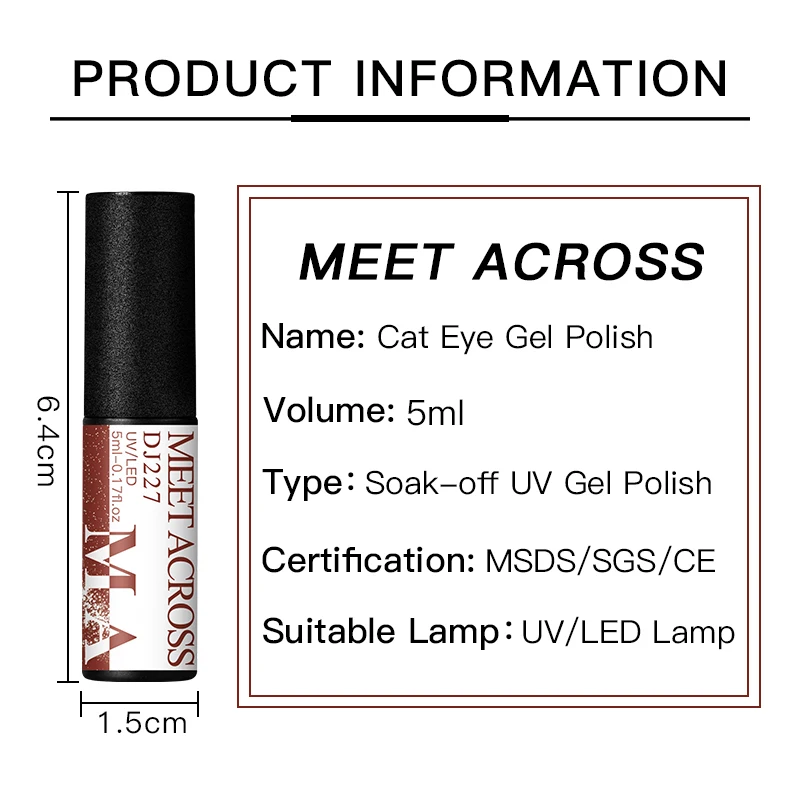 MEET ACROSS 7 PCS Soak Off Enamel 9D Cat Eyes Magnetic Gel Polish Nail Art Design Manicure UV Gel Nail Polish Lacquer Varnish
MEET ACROSS 7 PCS Soak Off Enamel 9D Cat Eyes Magnetic Gel Polish Nail Art Design Manicure UV Gel Nail Polish Lacquer Varnish