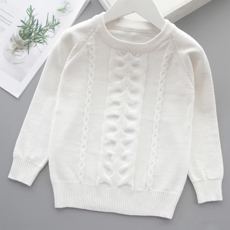 Новинка 2019 свитер для девочек детская вязаная одежда на весну и осень однотонный
