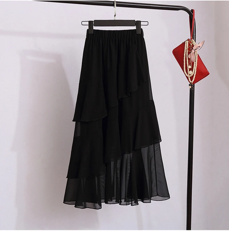 Chiffon Floral skirt Fashion Ruffle Long A-line Skirt Women Casual Spring Summer High Waist Irregular All-match Skirts Female
Chiffon Floral skirt Fashion Ruffle Long A-line Skirt Women Casual Spring Summer High Waist Irregular All-match Skirts Female