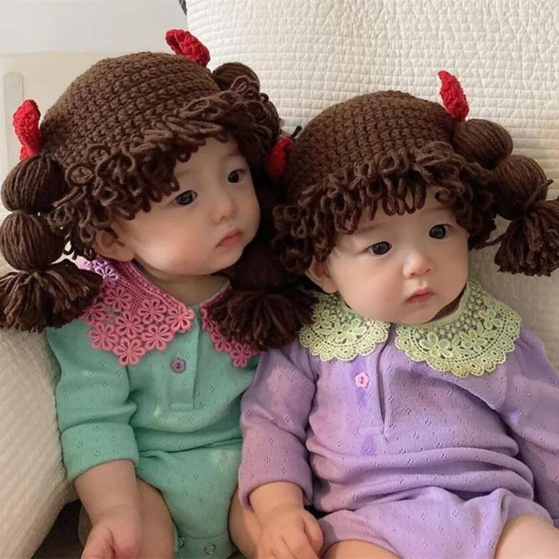 2021 Cute Baby Kids Girls Hat Hair Pigtail Wig Cap Autumn Winter Knitted Children Infant Hats Caps Accessories Photography Props
2021 Cute Baby Kids Girls Hat Hair Pigtail Wig Cap Autumn Winter Knitted Children Infant Hats Caps Accessories Photography Props