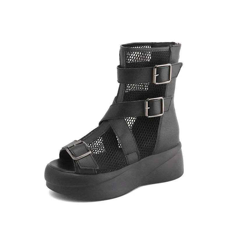Fish mouth Roman shoes women's muffin cool net high top hole thick bottom sandalswomen summer boots
Fish mouth Roman shoes women's muffin cool net high top hole thick bottom sandalswomen summer boots