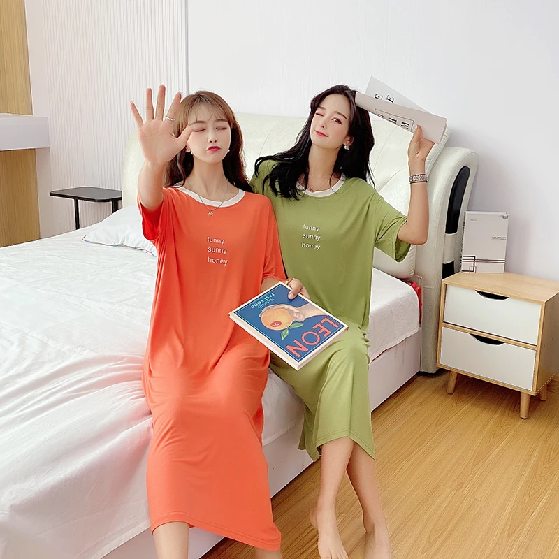 Spring Summer New Modal Nightdress Women's Short Sleeve Nightgown Large Medium Length Over The Knee Single Dress Nightwear
Spring Summer New Modal Nightdress Women's Short Sleeve Nightgown Large Medium Length Over The Knee Single Dress Nightwear