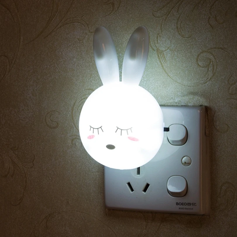 Мультфильм кролик светодиодный ночной Светильник AC110 220V настенный выключатель