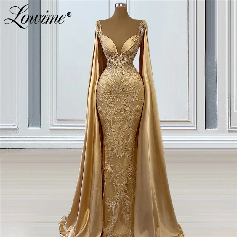 Lowime Dubai Champagne Beading Haute Couture Long Cape Sleeves Women Evening Gowns 2022 Plus Size Rhinestones Party Dress Robes
Lowime Dubai Champagne Beading Haute Couture Long Cape Sleeves Women Evening Gowns 2022 Plus Size Rhinestones Party Dress Robes