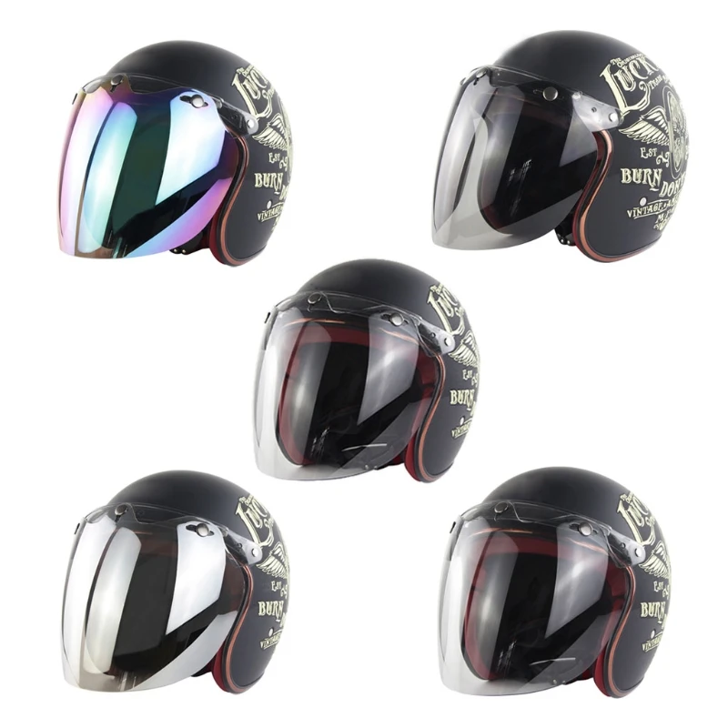 X7AE 3-snap Bubble Shield Visor Open Face Helmet Visor with Colorful Helmet Face Lens for Motorcycle Riding
X7AE 3-snap Bubble Shield Visor Open Face Helmet Visor with Colorful Helmet Face Lens for Motorcycle Riding