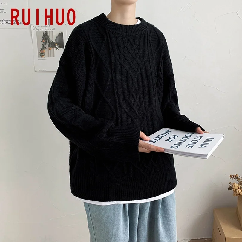 RUIHUO Solid Knitted Sweater Men Clothes Pullover Men Sweater Black Men's Sweater Knit M-2XL 2021 Spring New
RUIHUO Solid Knitted Sweater Men Clothes Pullover Men Sweater Black Men's Sweater Knit M-2XL 2021 Spring New