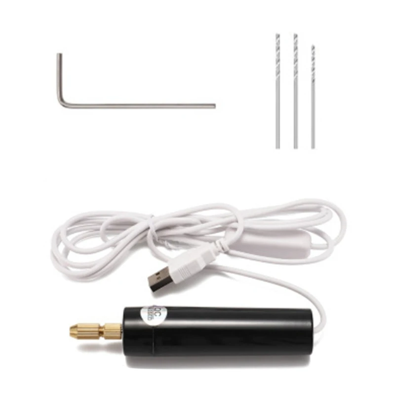 Mini Hand Drill USB Powered Handheld Rotary Set With Twist Bits For Metal Wood Jewelry | Инструменты