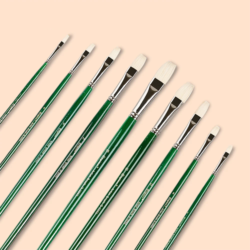 Green Long Pole Handle Art Paint Brush Set Flat-headed Pig Bristles Hair Handmade Brushes Pen Oil Brush Acrylic Paint Art Supply
Green Long Pole Handle Art Paint Brush Set Flat-headed Pig Bristles Hair Handmade Brushes Pen Oil Brush Acrylic Paint Art Supply