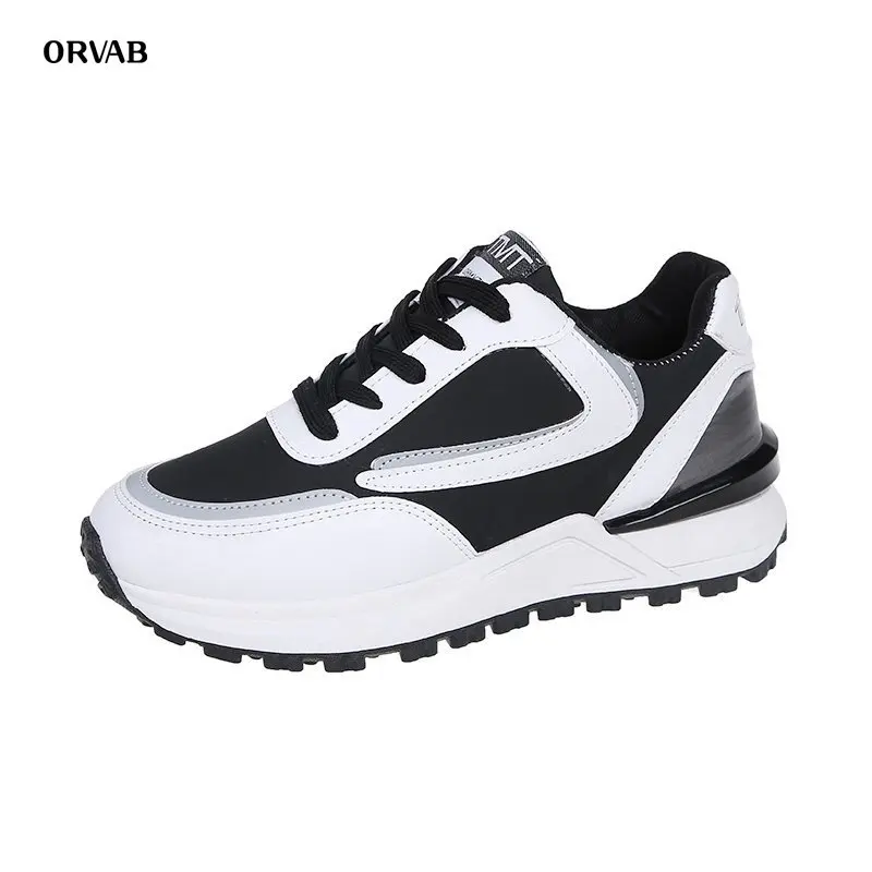Sneakers Women Solid Lace-Up Lightweight Fashionable Korean Womens Shoes Black White Color Matching Platform Casual Shoes
Sneakers Women Solid Lace-Up Lightweight Fashionable Korean Womens Shoes Black White Color Matching Platform Casual Shoes
