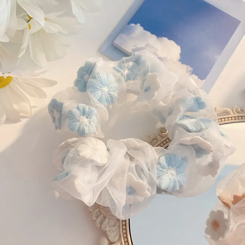 Romantic Pink Blue Hair Accessories Organza Hair Tie Hair Rope Ponytail Transparent Tulle Embroidery Flowers Mesh Scrunchies
Romantic Pink Blue Hair Accessories Organza Hair Tie Hair Rope Ponytail Transparent Tulle Embroidery Flowers Mesh Scrunchies