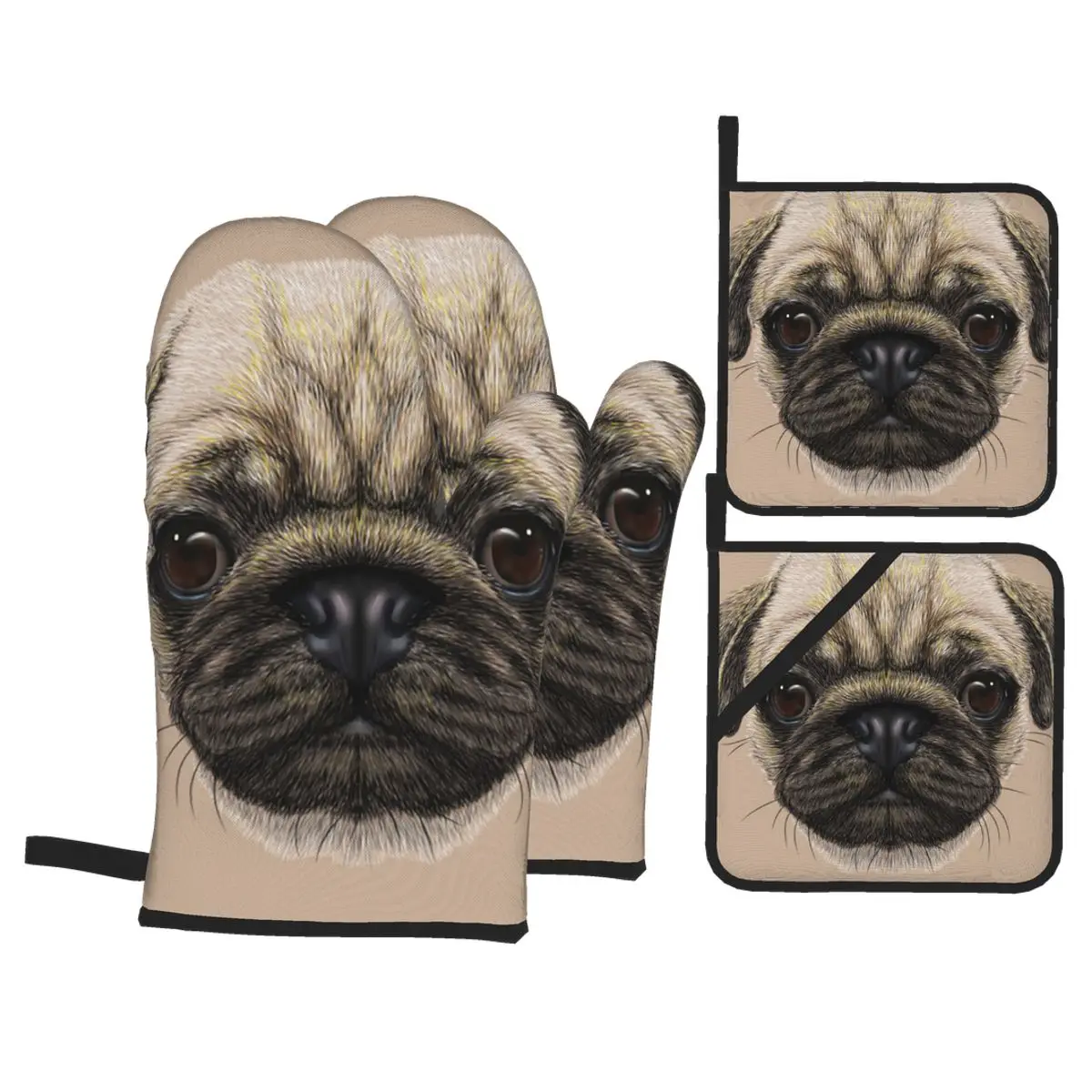 4pcs Oven Mitts Polyester Baking Insulation Gloves Black Pug Microwave Heat Resistant Kitchen Gloves Oven Potholder Pad
4pcs Oven Mitts Polyester Baking Insulation Gloves Black Pug Microwave Heat Resistant Kitchen Gloves Oven Potholder Pad