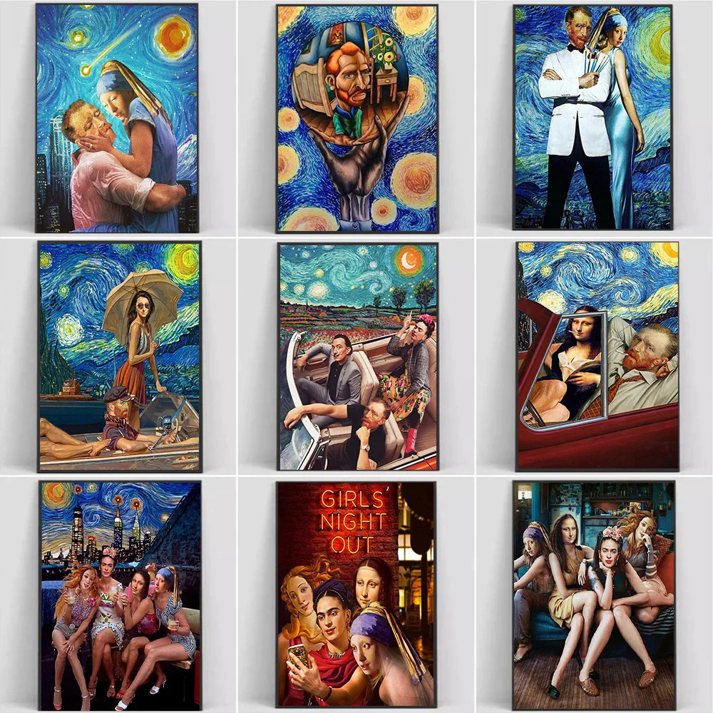 Funny Art Van Gogh Mona Lisa and Friends Posters and Prints Abstract Oil Canvas Painting Wall Art Pictures for Modern Home Decor
Funny Art Van Gogh Mona Lisa and Friends Posters and Prints Abstract Oil Canvas Painting Wall Art Pictures for Modern Home Decor