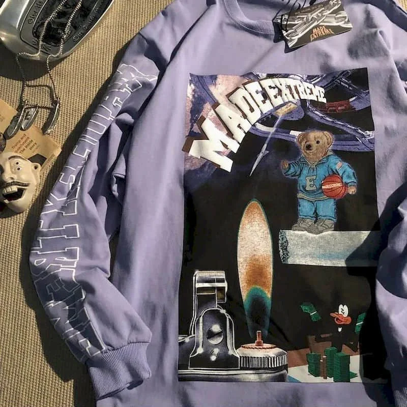 Men's and Women's Long-sleeved T-shirts 2021 Spring and Summer New Bear Print Round Neck Long-sleeved Shirt Street Hip-hop Style
Men's and Women's Long-sleeved T-shirts 2021 Spring and Summer New Bear Print Round Neck Long-sleeved Shirt Street Hip-hop Style