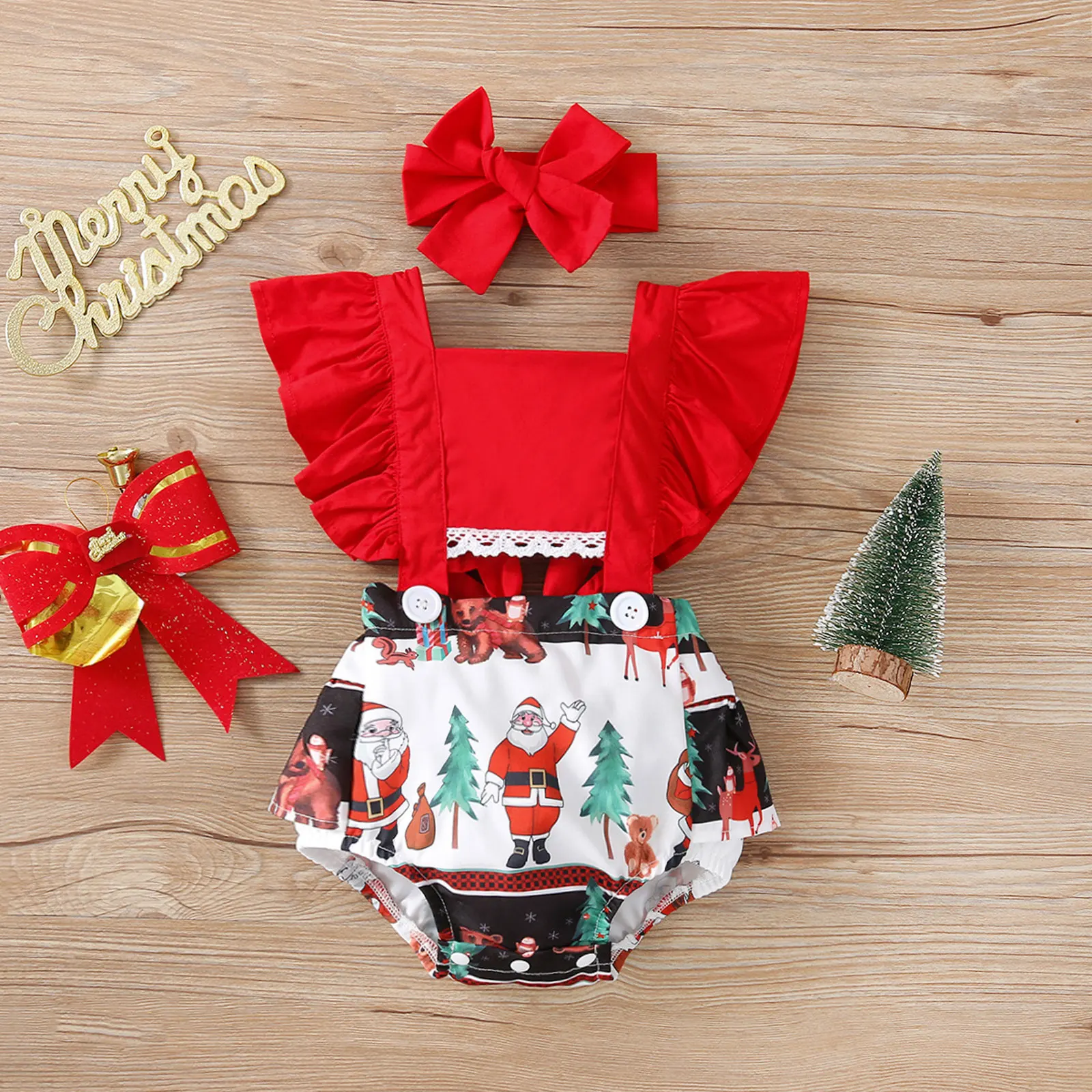 Baby Girls Christmas Romper Cartoon Printed Splicing Square Neck Backless Tied Jumpsuit with Snaps for Toddlers 0-24 Months
Baby Girls Christmas Romper Cartoon Printed Splicing Square Neck Backless Tied Jumpsuit with Snaps for Toddlers 0-24 Months