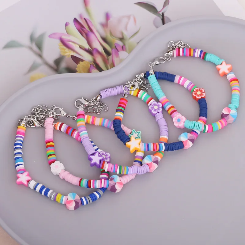 Fashion Bohemian Colored Soft Pottery Five-pointed Star Love Flowers Bracelet Women's Wrist Accessories Valentine's Day Jewelry
Fashion Bohemian Colored Soft Pottery Five-pointed Star Love Flowers Bracelet Women's Wrist Accessories Valentine's Day Jewelry