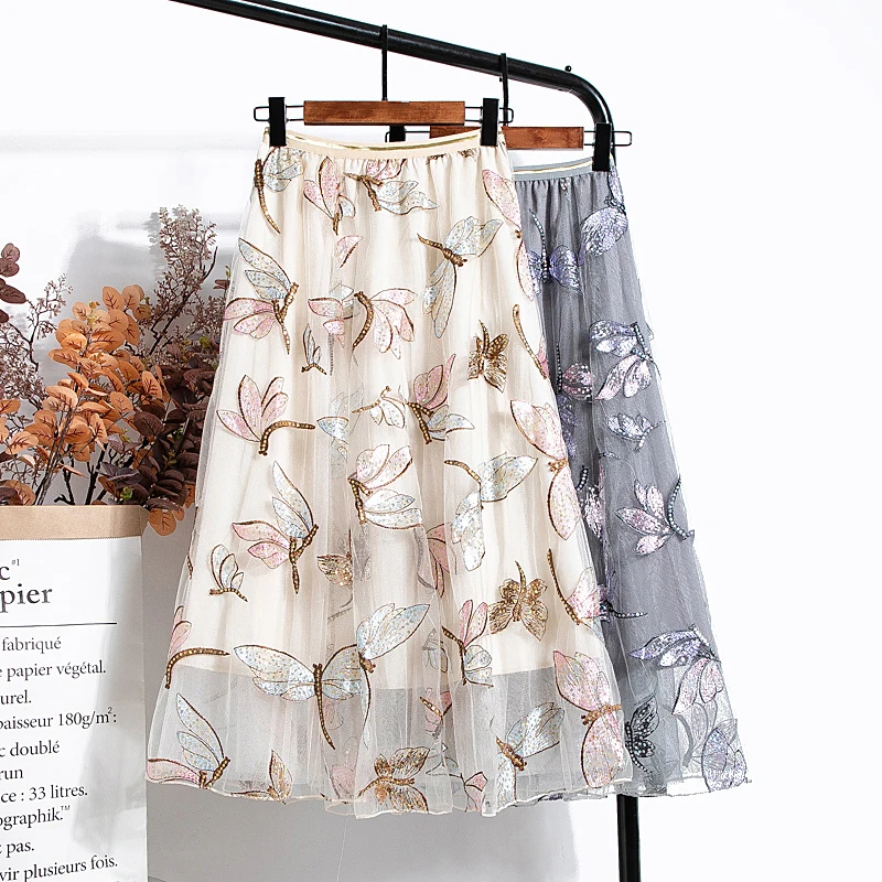 Butterfly Embroidered Women Skirts Long Mesh A-Line Tutu Skirt 2021 New Heavy Work Fairy Tulle Skirts for Women Faldas Saias
Butterfly Embroidered Women Skirts Long Mesh A-Line Tutu Skirt 2021 New Heavy Work Fairy Tulle Skirts for Women Faldas Saias