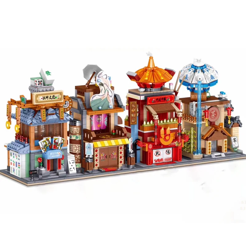 Ancient City Street View Tea House Hanfu Hot Pot Mahjong Stores Model Building Blocks Creator MOC Bricks Toys For Children Gifts
Ancient City Street View Tea House Hanfu Hot Pot Mahjong Stores Model Building Blocks Creator MOC Bricks Toys For Children Gifts